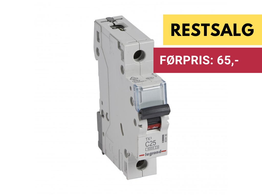 Legrand automatsikring TX3 C25A 1P 1M 6/6kA