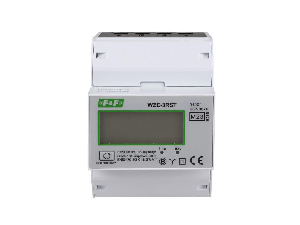 F&F kWh måler 3-faset, direkte måling 80A, IP51, MID