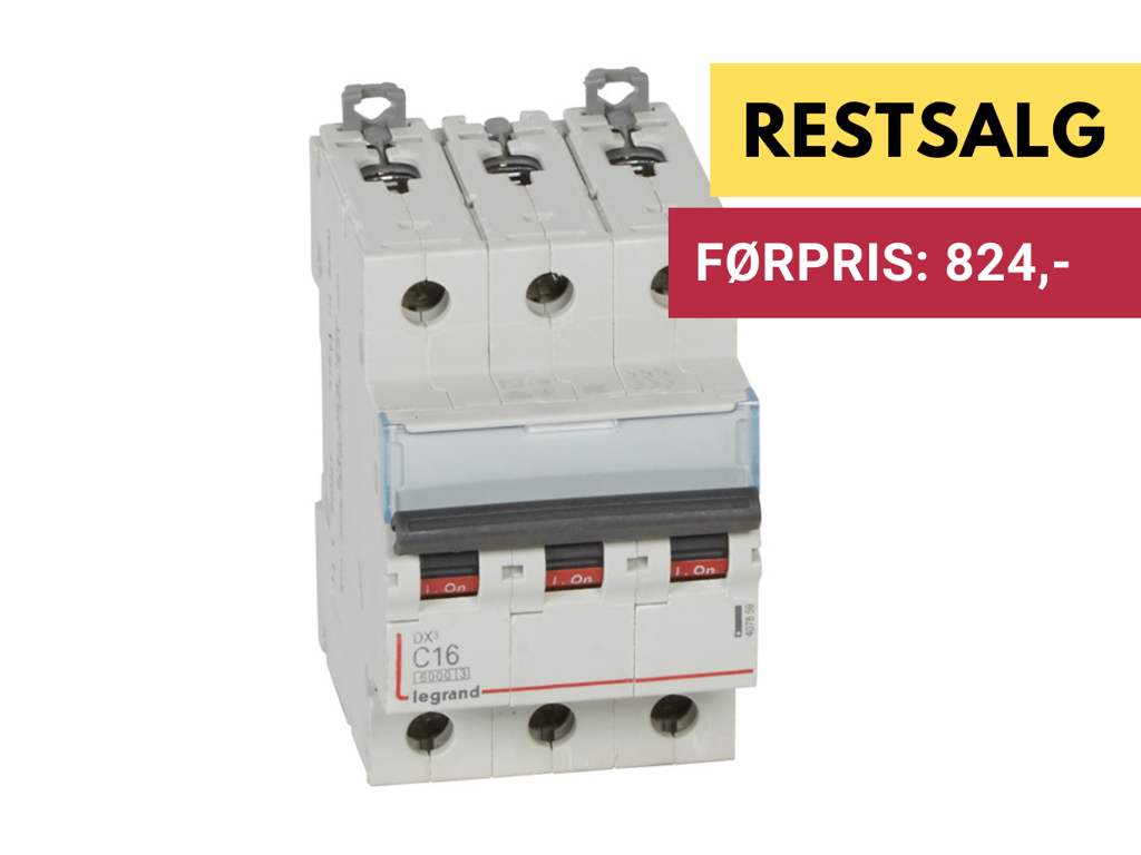 Legrand automatsikring DX3 C16A 3P 3M 6/10kA