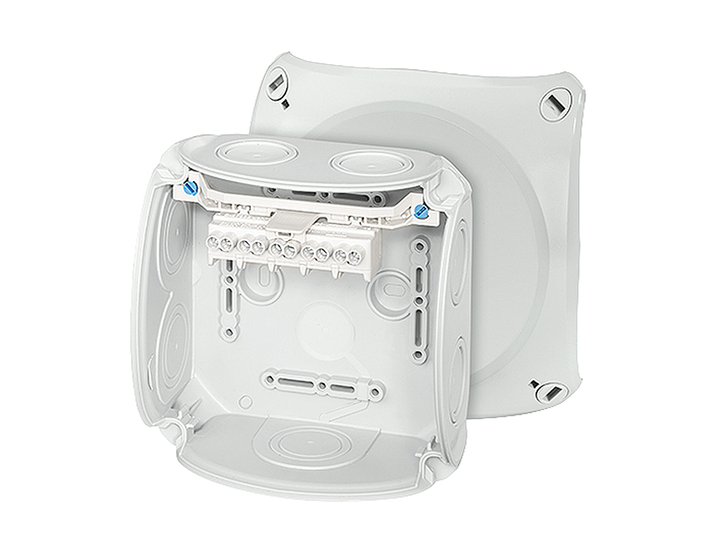 Forgreningsdåse 5x1,5-4 mm², Cu, 130x130x77 mm, IP66 - Grå