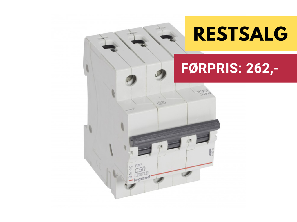 Legrand automatsikring RX3 C50A 3P 3M 6/6kA