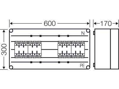 Mi kasse med 4xHRC00 sikringselementer 160A 3P, ln=250A, t/kombination