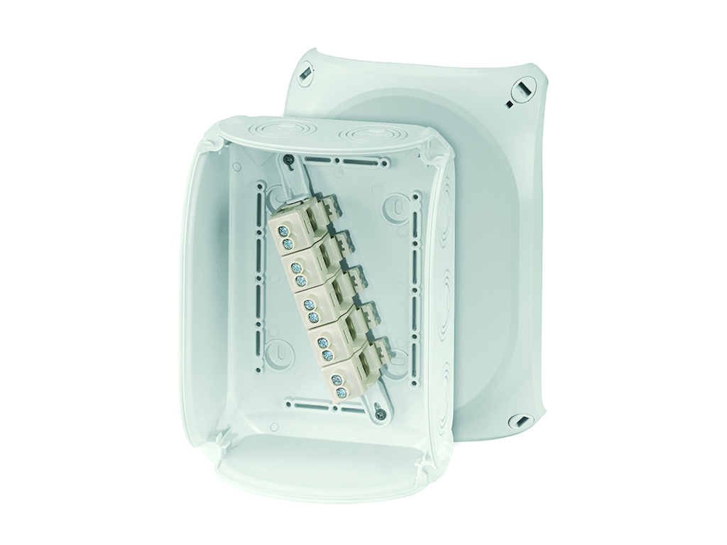 Forgreningsdåse 5x2,5-10 mm², Cu, 155x210x92 mm, IP66/67/69 - Grå