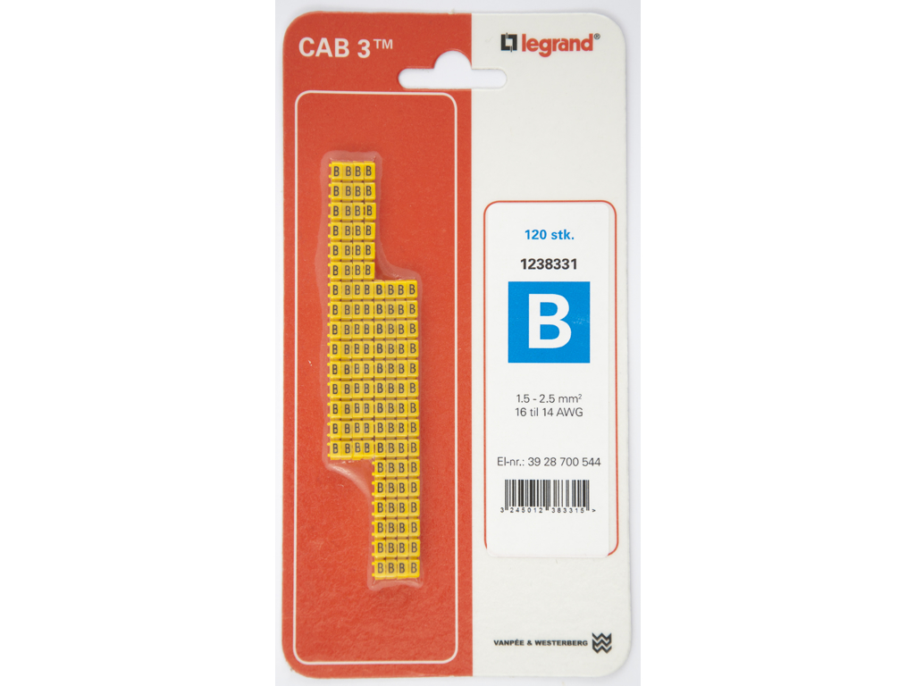 CAB 3 ledningsmærker 1,5-2,5 mm² (B) - 120 stk.
