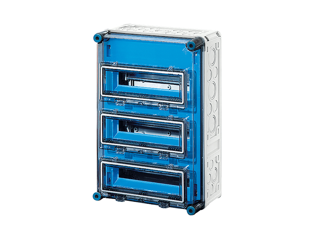 Hensel Mi kasse med DIN-skinne 36M (3x12), 3 x klaplåger