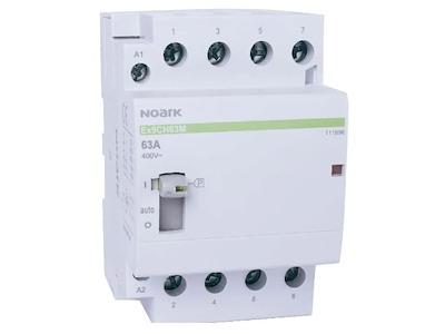 Noark kontaktor med manuel omskifter 63A, 220-240V AC, 4NC