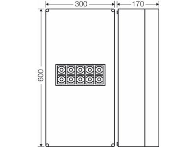 Forgreningsdåse 5x25-240 mm², Cu/Alu, 600x300x170 mm (Mi0401), IP65 - Grå