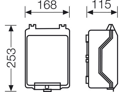 Tom kasse med gråt hængslet låg, 253x168x115 mm