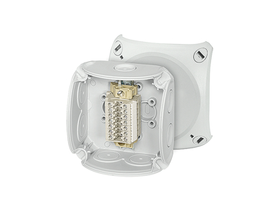 Forgreningsdåse 0,5-4 mm², Cu, 7 klemrækker, 93x93x62 mm, IP66 - Grå