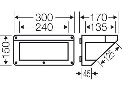 Tilslutningskasse SKRÅ , 150x300x17
