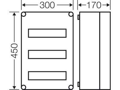 Hensel Mi kasse med DIN-skinne 36M (3x12)