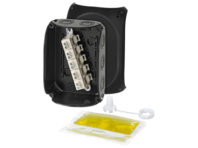 Dåse vandtæt 4-10mm² sort 180x130x77mm