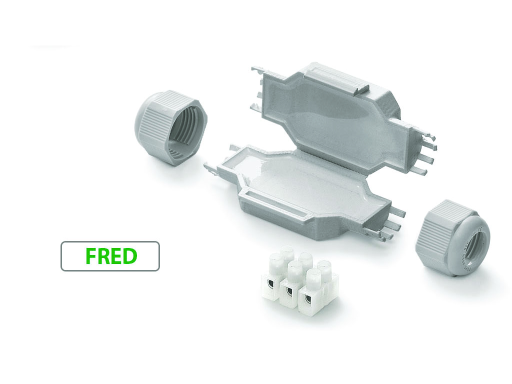 Raytech samledåse med gel, 80x36x23 mm, IP68 - Grå