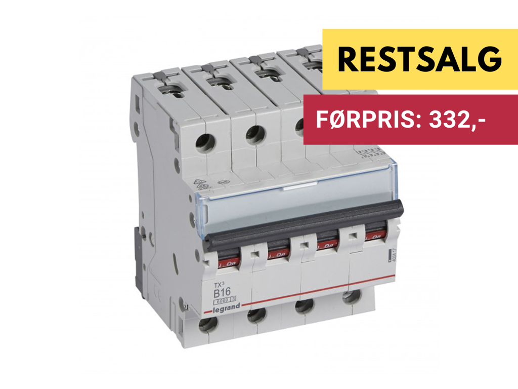 TX3 Automat B 16A 4P 4M 6/6kA 