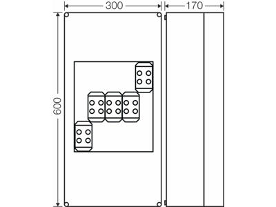 Forgreningsdåse 5x35-240 mm², Cu/Alu, 600x300x170 mm (Mi0401), IP65 - Grå
