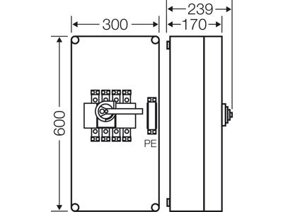 Mi kasse med indbygget sikringsafbryder 160A, 600x300x239 mm