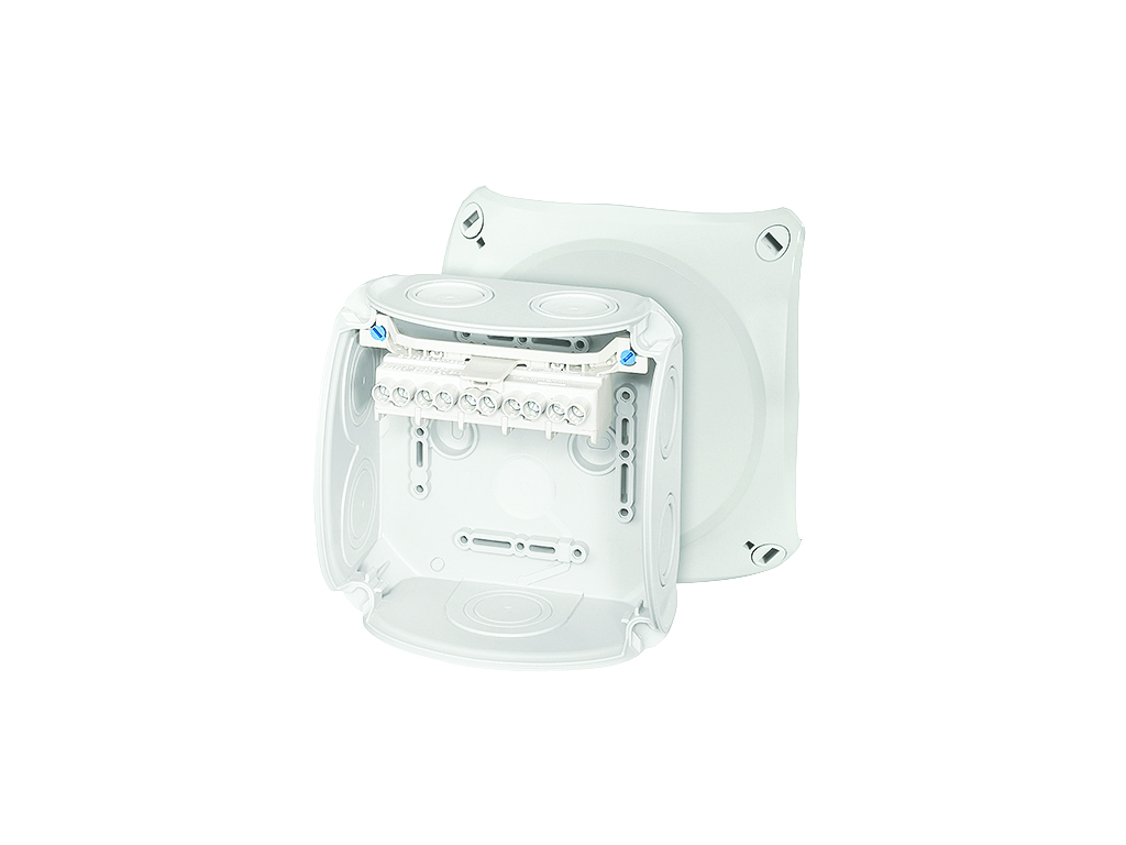 Forgreningsdåse 5x1,5-6 mm², Cu, 130x130x77 mm, IP66 - Grå