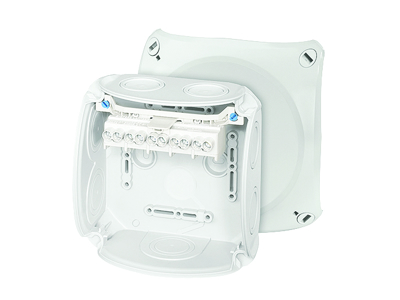 Forgreningsdåse 5x1,5-6 mm², Cu, 130x130x77 mm, IP66 - Grå