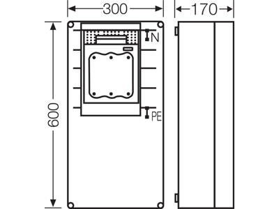 Mi kasse med 1xHRC1 sikringsafbryder 250A 3P, ln=400A, t/kombination
