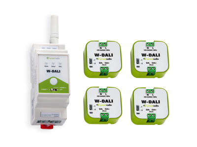 LumenRadio W-DALI bundle inkl. 1 x W-DALI DIN og 4 x W-DALI noder