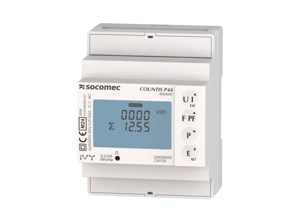 Socomec kWh måler 3-faset, via strømtrafo CT 1/5A, MID - M-Bus