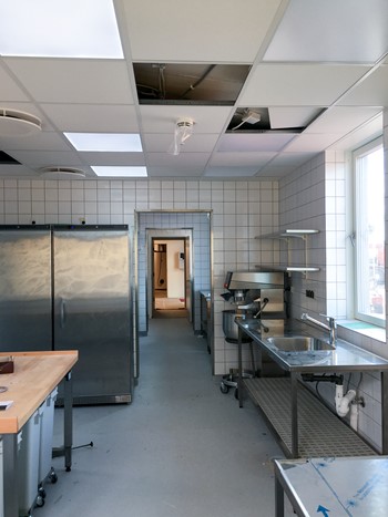 Køkken med LED armaturer i Børnehus Havdrup Vest