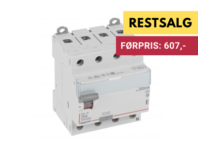 Fejlstrømsafbryder Legrand DX3 PFI (RCD) 25A 300mA 4P 4M 10kA Type A