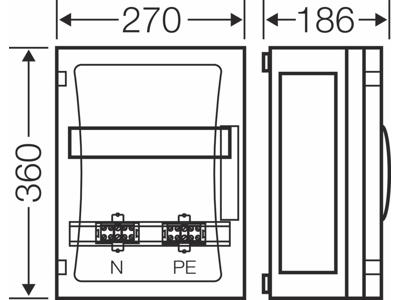 Hensel ENYSTAR kasse med DIN-skinne (til miniafbrydere) - 12 moduler (1x12)