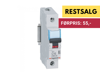 Legrand automatsikring TX3 C16A 1P 1M 6/6kA