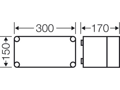 Hensel Mi kasse 150x300x170 mm - gråt låg