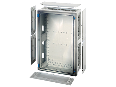 Hensel ENYSTAR tom kasse med sider - 546x366x163 mm - Transparent dør