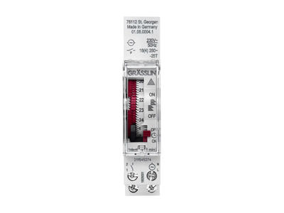 Grässlin analogt døgnur, 1 NO kontakt, 230V AC, 16A, IP20, 1M