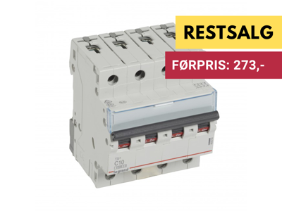 Legrand automatsikring TX3 C10A 4P 4M 6/6kA