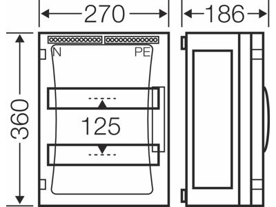 Hensel ENYSTAR kasse med DIN-skinne og PE/N klemmer - 24 moduler (2x12)