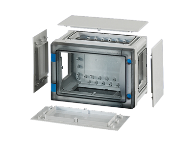 Hensel ENYSTAR tom kasse med sider 186x276x163 mm - Transparent dør