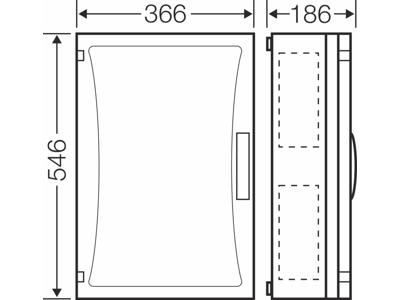 Hensel ENYSTAR tom kasse med sider 546x366x186 mm - Transparent dør