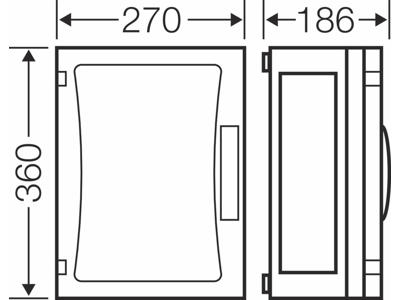 Hensel ENYSTAR tom kasse uden sider 360x270x186 mm - Transparent dør