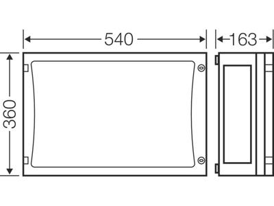 Hensel ENYSTAR tom kasse uden sider 360x540x163 mm - Grå dør