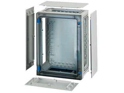 Hensel ENYSTAR tom kasse med sider 366x276x163 mm - Transparent dør
