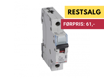 Legrand automatsikring TX3 C20A 1P 1M 6/6kA