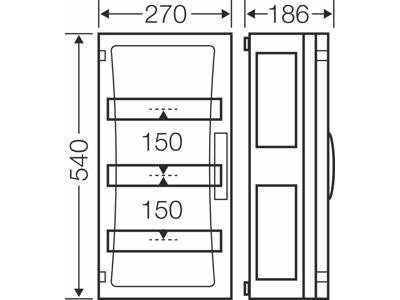 Hensel ENYSTAR kasse med DIN-skinne - 36 moduler (3x12)