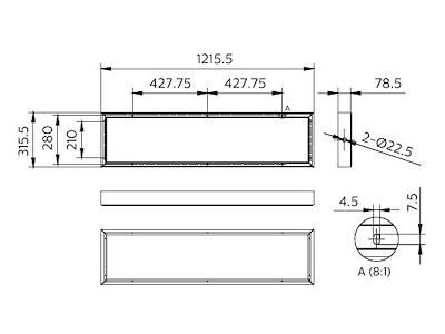 Ledinarie påbygningsramme RC159Z, 1216x316x79 mm - Hvid