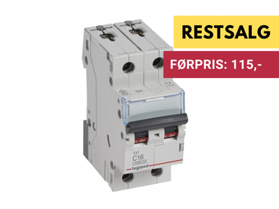 Legrand automatsikring TX3 C16A 2P 2M 6/6kA
