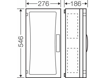 Hensel ENYSTAR tom kasse med sider 546x276x186 mm - Grå dør