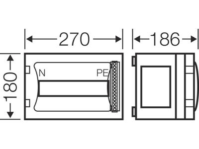Hensel ENYSTAR kasse med DIN-skinne og PE/N klemmer - 9 moduler (1x9)