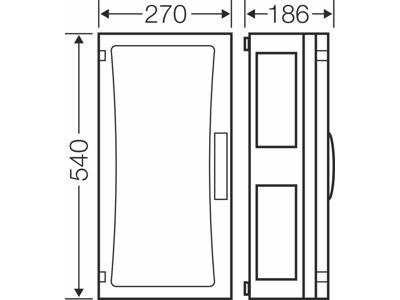 Hensel ENYSTAR tom kasse uden sider 540x270x186 mm - Grå dør
