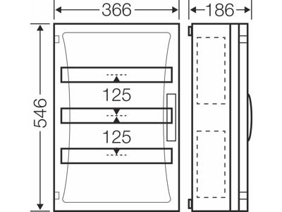 Hensel ENYSTAR kasse med DIN-skinne og sider - 51 moduler (3x17)