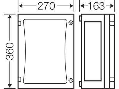 Hensel ENYSTAR tom kasse uden sider 360x270x163 mm - Grå dør