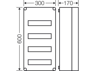 Hensel Mi kasse med DIN-skinne 48M (4x12)