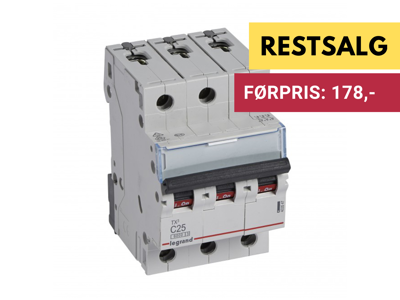 Legrand automatsikring TX3 C25A 3P 3M 6/6kA
